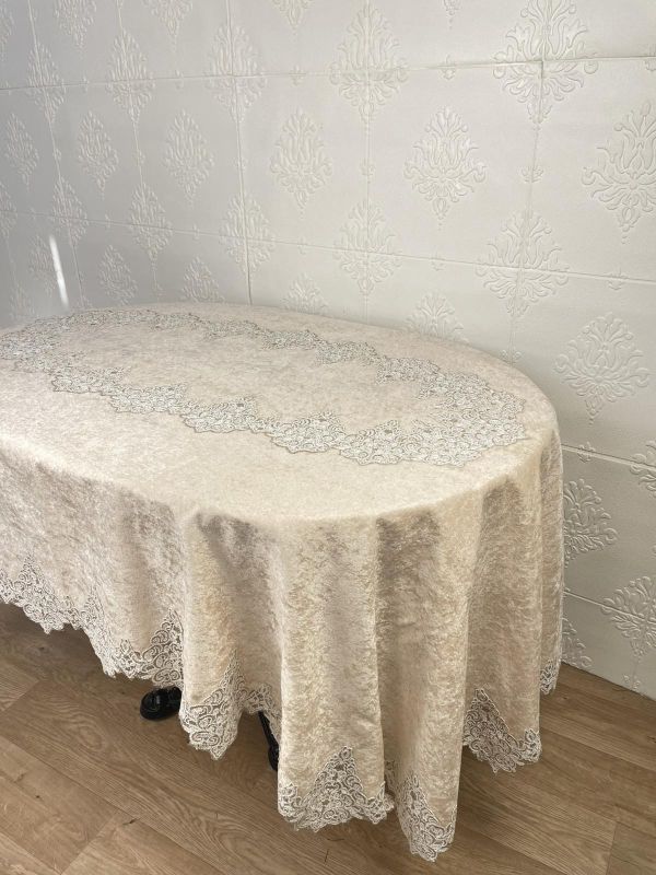 Скатертина Велюр Acme Tekstil 160x260 ovale Quenn Capiccino PVS