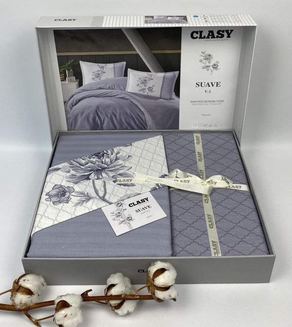 Постільна білизна CLASY ранфорс 160x220 см Suave V-1 Mavi
