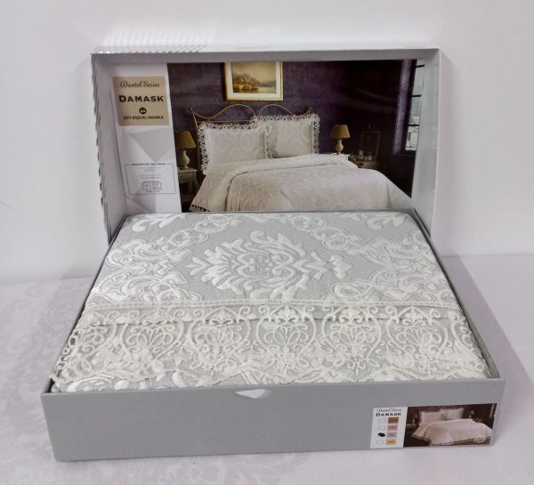 Покривало My Bed Жаккард 240x260 з наволочками Damask Grey