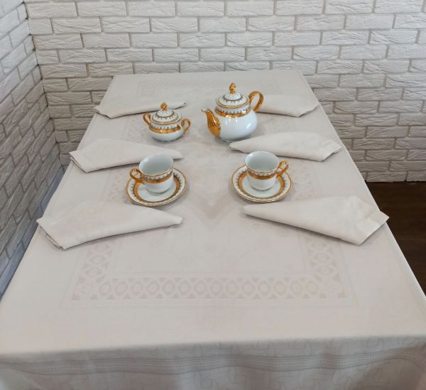 Скатертина Sagol тефлон 160x220 St-052 Bej + 6 серветок 45 см *