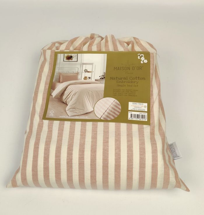 Постельное Белье Maison D'or ранфорс полоска 160х220 Lines thick Rose