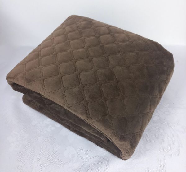 Покривало  ТЕП "ВЕЛЮР" 210*150см Brown Ромб круглий