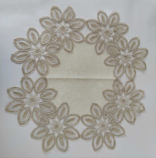 Серветка велюрова Acme з мереживом 45*45 Daisy Krem