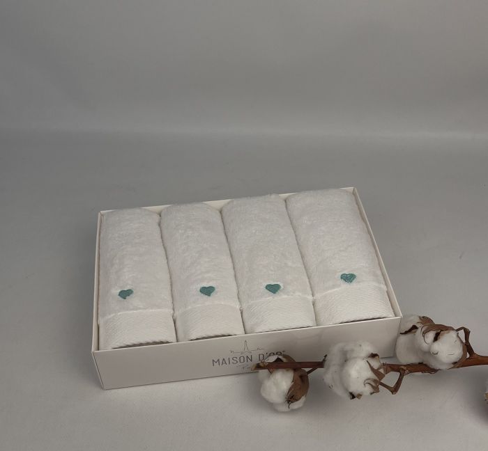 Рушники Maison D'or 4шт Micro Love Set White - Mint
