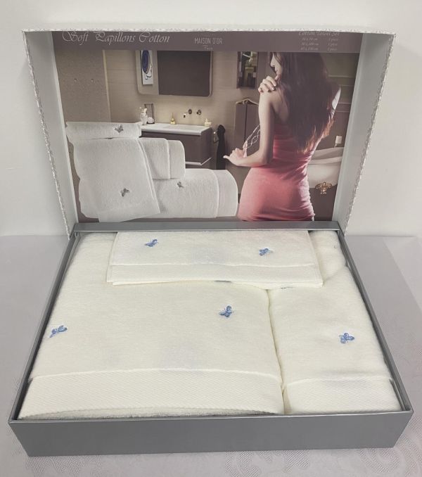 Рушники Maison D'or 3шт Reve De Papillon White-Blue