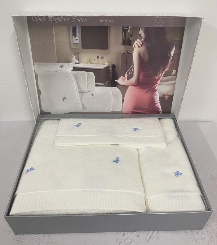 Рушники Maison D'or 3шт Reve De Papillon White-Blue