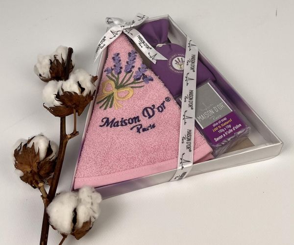 Подарунковий кухонний рушник+мило саше Maison D'or "New lavander" Pink