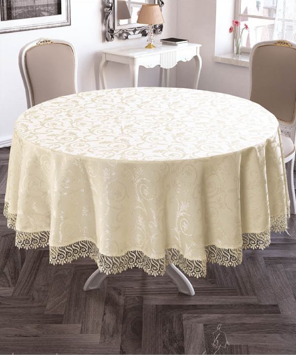 Скатертина мереживо Maison Royale 160 Круг KDK Cream