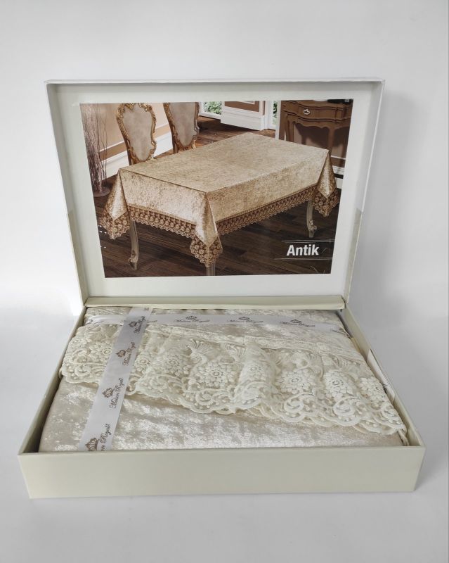 Скатертина Велюр Maison Royale 160x350 ovale Antik Cream
