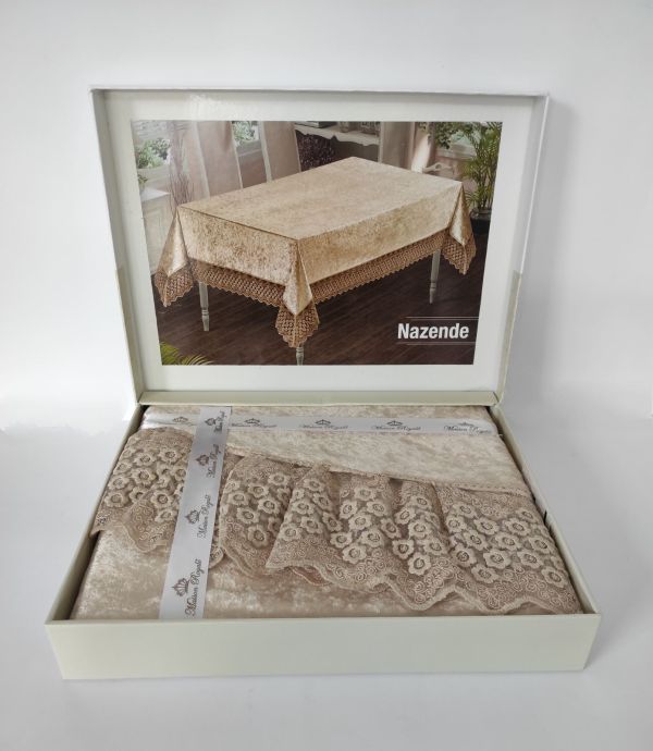 Скатертина Велюр Maison Royale 140x180 ovale Nazende Cappucino