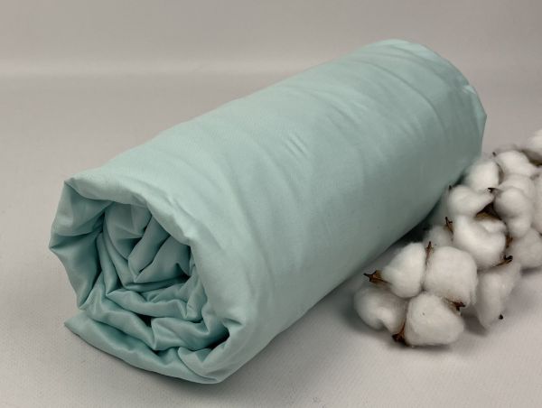 Простирадло на резинці з наволочками Belizza 160x200+30см сатин Baby Blue