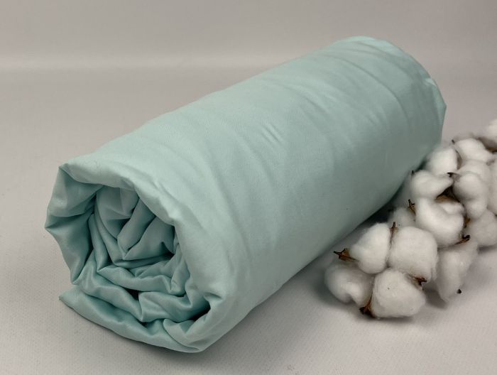 Простирадло на резинці з наволочками Belizza 160x200+30см сатин Baby Blue