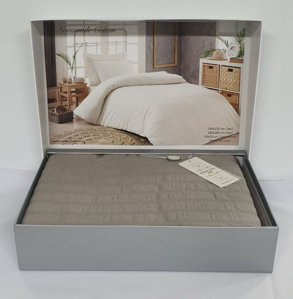 Постільна білизна Maison D'or сатин жатка 160х220 New Camile Cotton L.Grey
