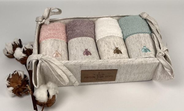 Рушники Maison D'or 4шт Bee 30x50 Ecru-Rose-Darl lilac-Mint