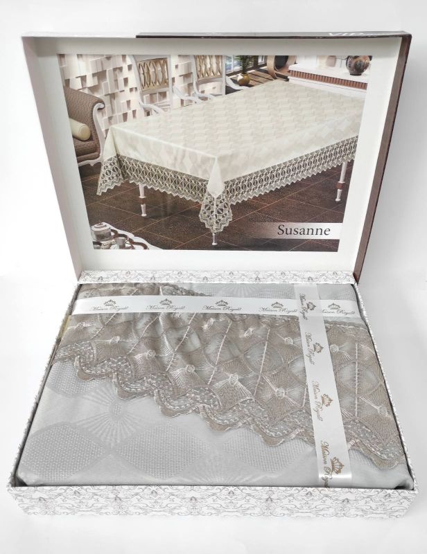 Скатертина з мереживом Maison Royale 160x220 ovale Susanne Grey