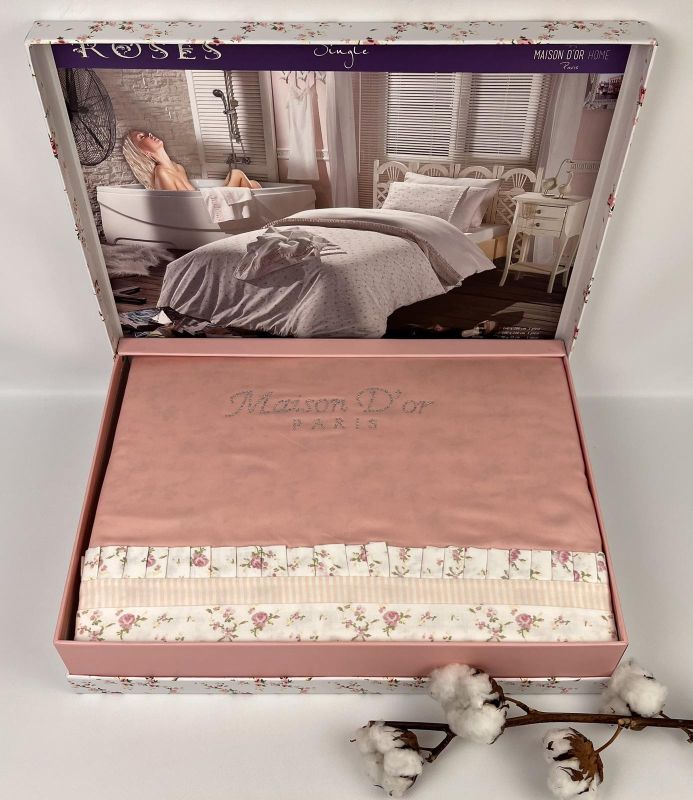 Постільна білизна Maison D'or сатин 160х220 Roses Rose