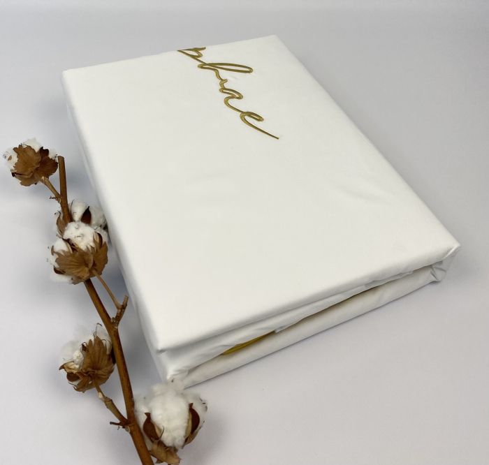 Постільна білизна Koloco сатин з вишивкою 200x230 см White