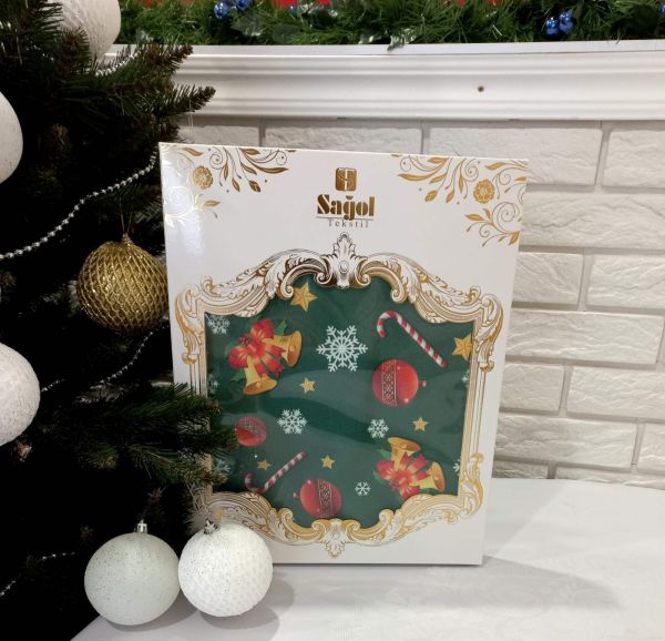 Набір новорічний "Print" 2 наволочки 45х45 Yesil в коробці