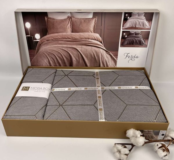 Покривало Moda Box 240х260 з наволочками Ferda Anthracite