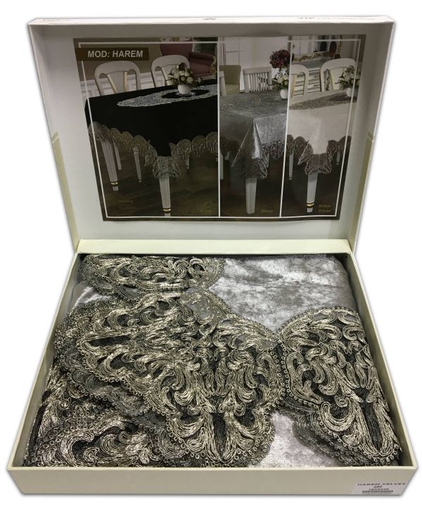 Скатертина Велюр Acme Tekstil 110x160 Harem Silver