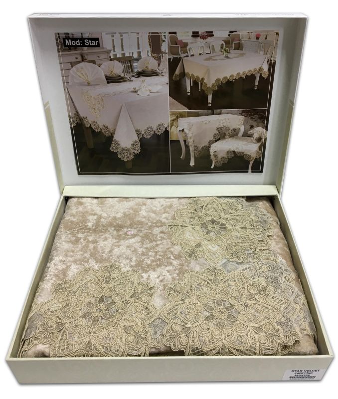 Скатертина Велюр Acme Tekstil 110x160 Star Cappicino