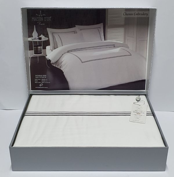 Постільна білизна Maison D'or сатин 200х220 Chemin Embrodery White