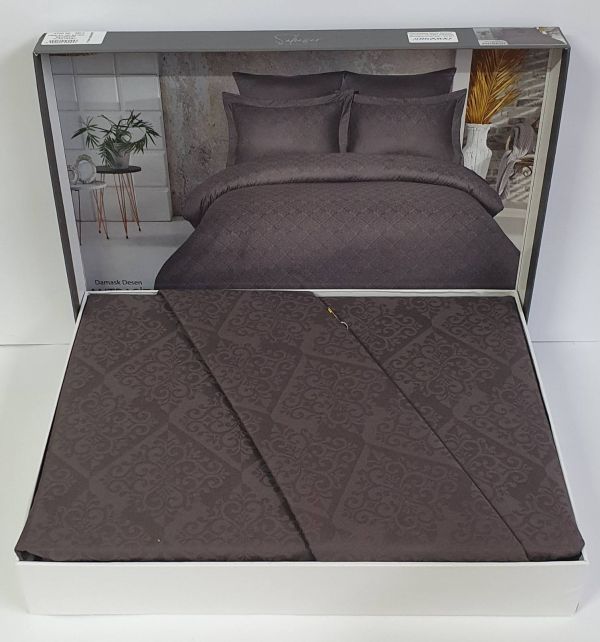 Постільна білизна Saheser Jacquard Vip Satin 200X220 Monogram(Damask) Antrasit