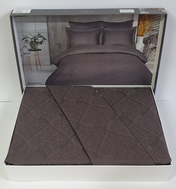 Постільна білизна Saheser Jacquard Vip Satin 200X220 Monogram(Damask) Antrasit