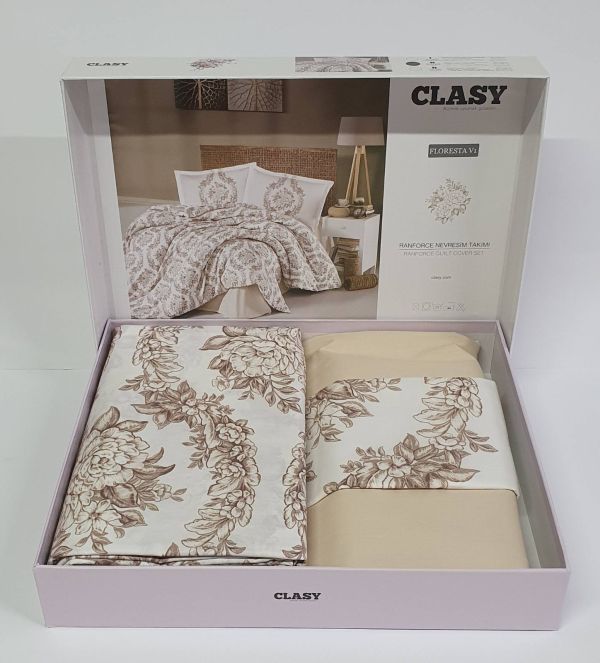 Постільна білизна CLASY ранфорс 200x220 см FLORESTA V1 BEJ