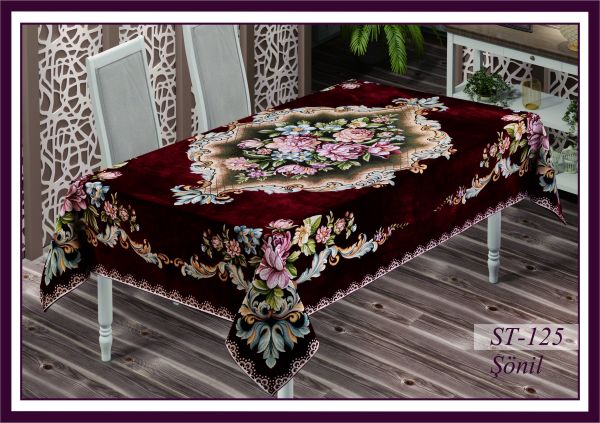 Скатертина велюрова Sagol 160х220 St-125 V-4 Bordo