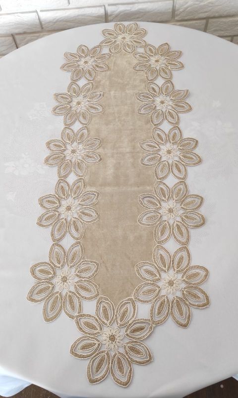 Доріжка велюрова Acme з мереживом 45*100 Daisy Gold