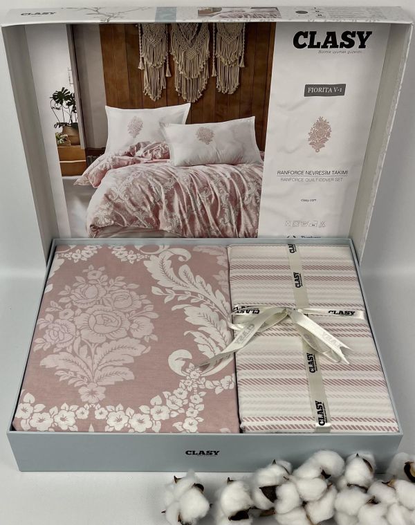 Постільна білизна CLASY ранфорс 160x220 см Fiorita V1 Pembe