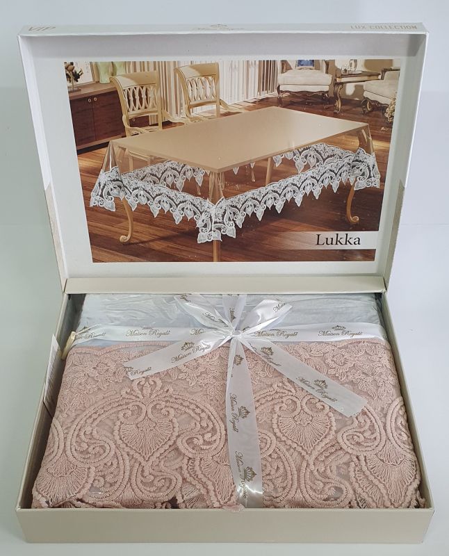 Силіконова скатертина з мереживом Maison Royale 160х220 Lukka Powder