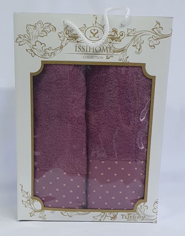 Набір махрових рушників 2шт Issihome точка  Purple