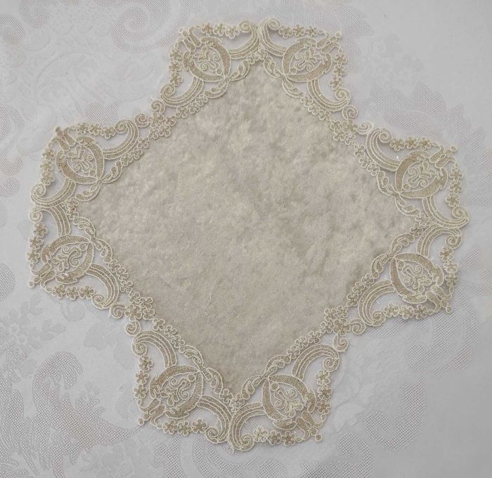 Серветка велюрова Acme з мереживом 40*40 Odin Cappicino