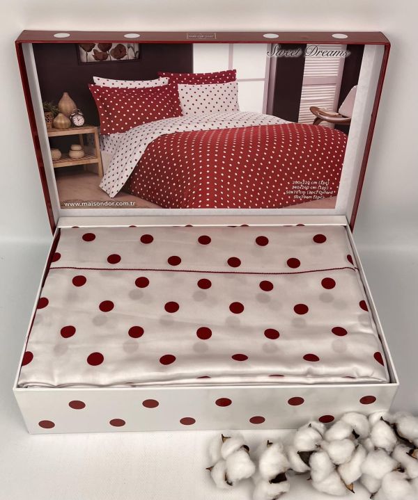 Постільна білизна Maison D'or сатин 160х220 Sweet Dreams Red