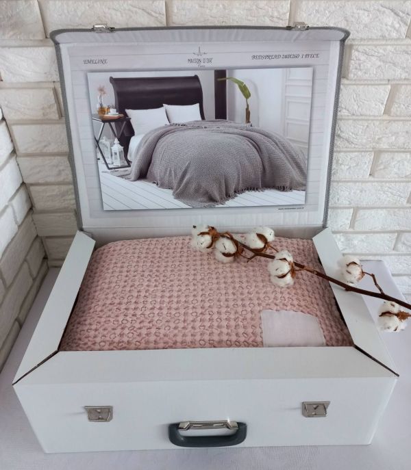 Покривало Maison D'or вафельне Emeline 240x260 Rose