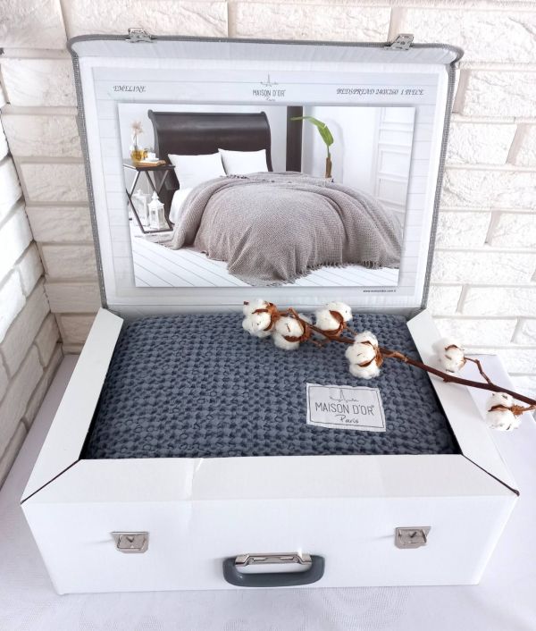 Покривало Maison D'or вафельне Emeline 240x260 Grey