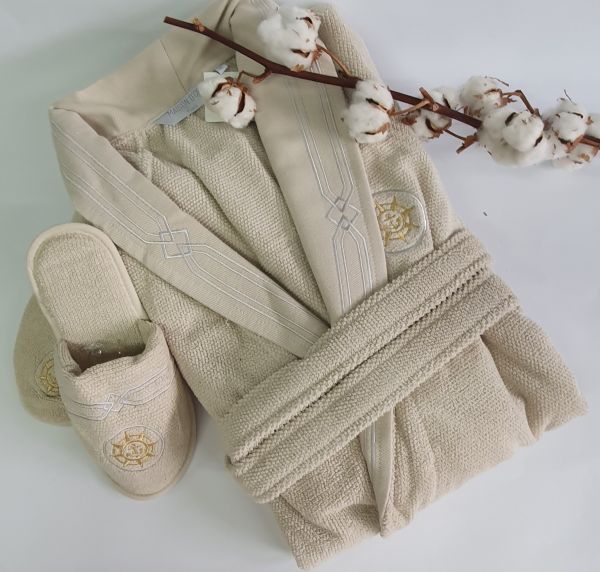 Халат чоловічий Maison D'or Elegance Marine Beige M