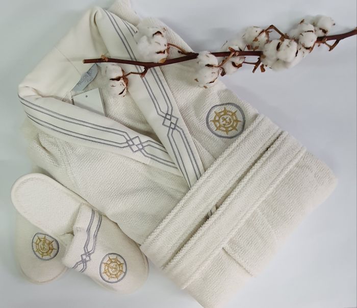 Халат чоловічий Maison D'or Elegance Marine Ecru S