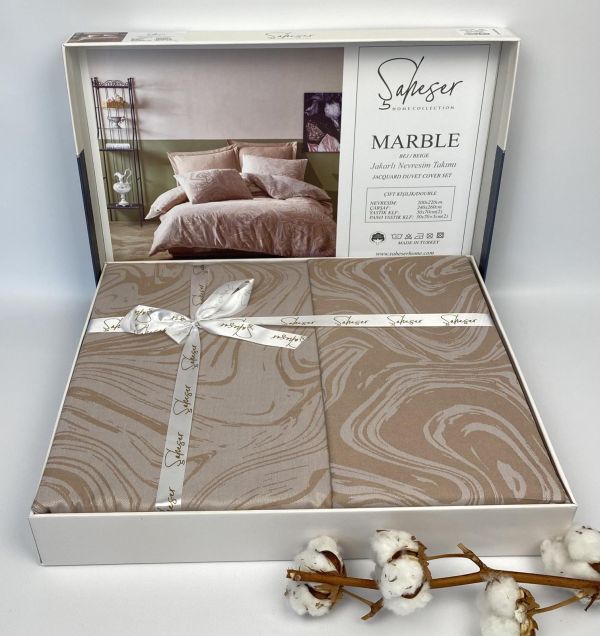 Постільна білизна Saheser ранфорс Marble 200х220 Bej