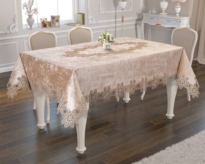 Скатертина Велюр Acme Tekstil 160x350 Daisy Capiccino PVS