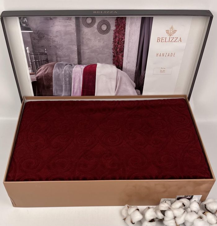 Простирадло махрове Belizza Hanzade 200х220 Bordo