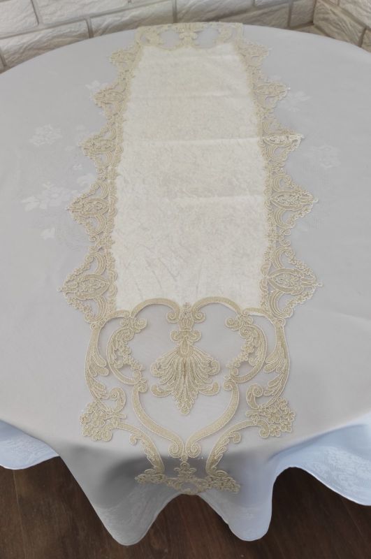 Доріжка велюрова Acme з мереживом 40*100 Odin Cream