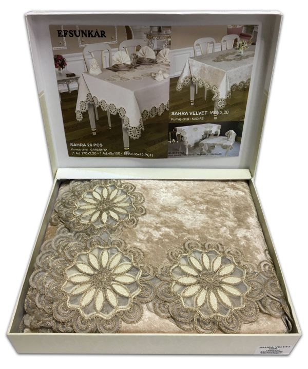 Скатертина Велюр Acme Tekstil 160x220 Sahra Capiccino
