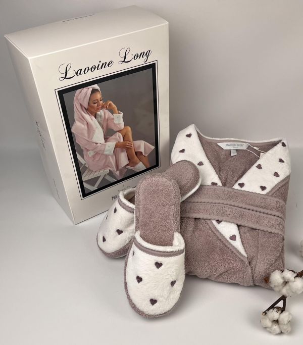 Халат жіночий Maison D'or Lavoine Long Hearts Dark Lilac L