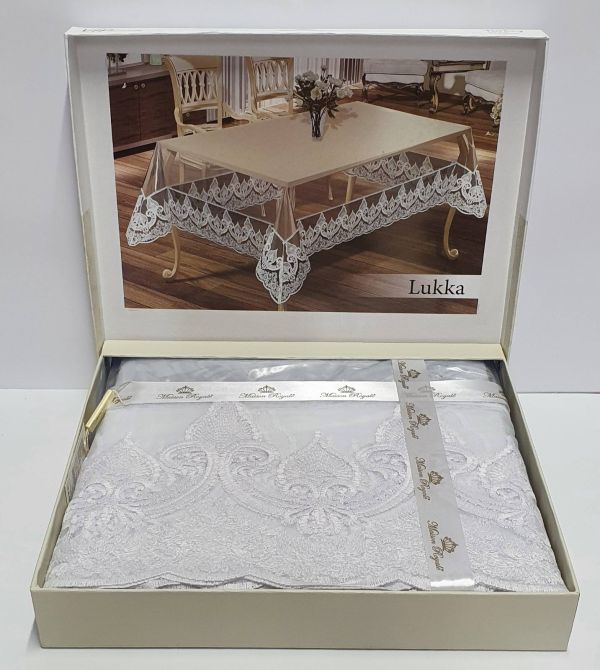 Силіконова скатертина з мереживом Maison Royale 160х260 Lukka White