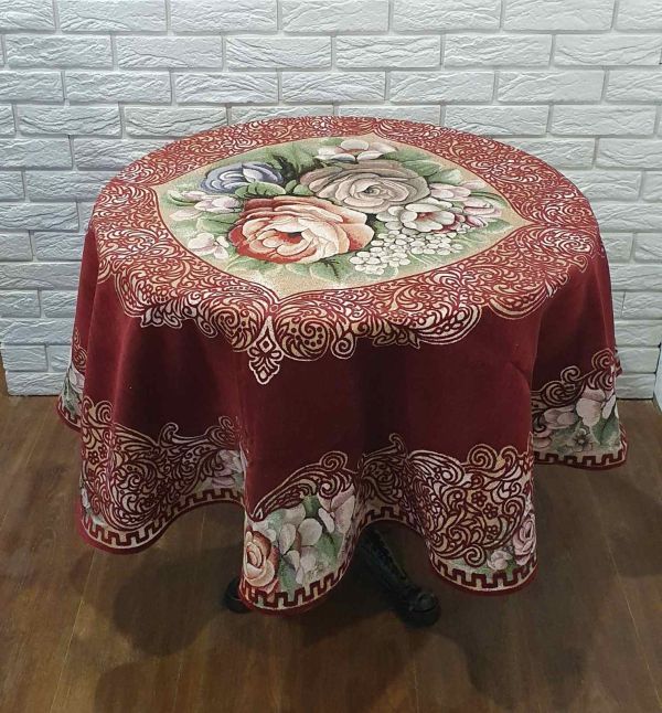 Скатертина велюрова Sagol 160Q St-139 V-4 Bordo