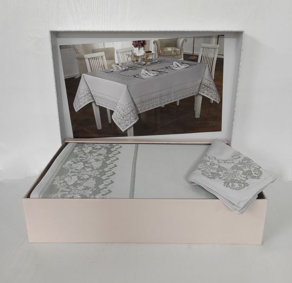 Скатертина Set Maison D'or 160х320+8psc Palmer Gri