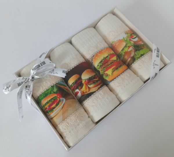Подарунковий набір рушників Maison D'or Burger Ekru